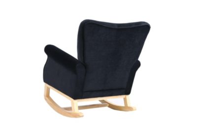 Century Fabric Rocker Chair With Wood Legs And Velvet For Living Room Bedroom