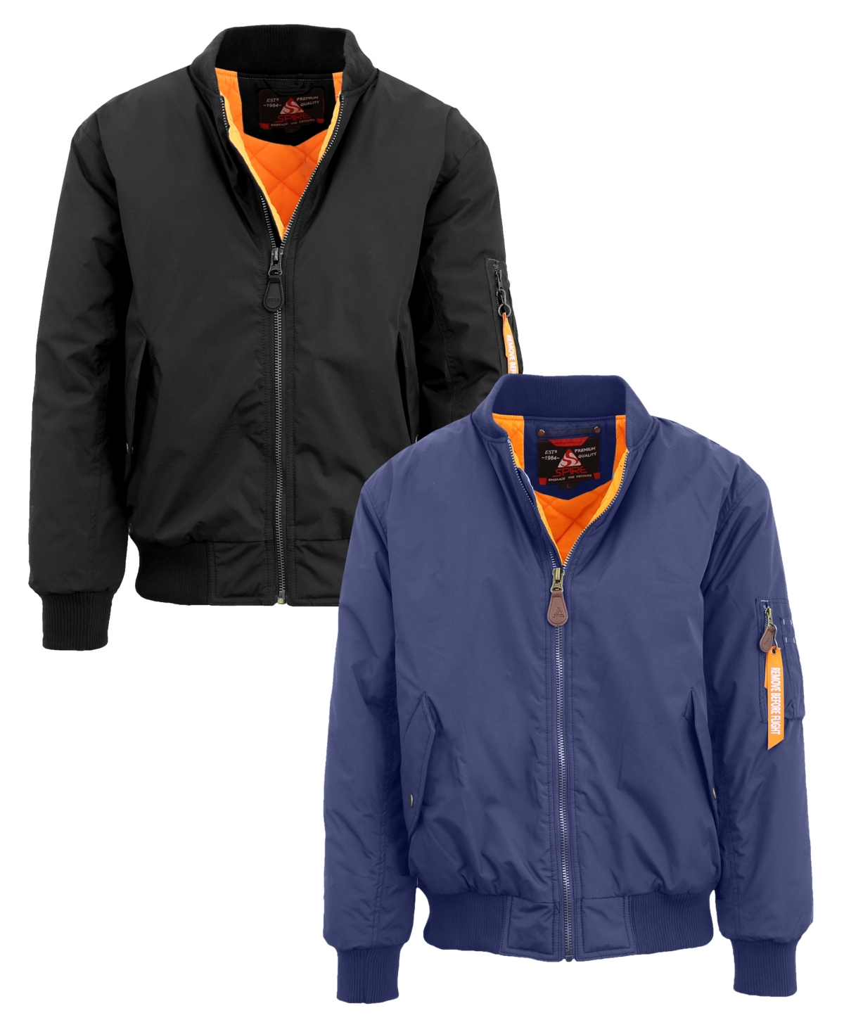 Spire By Galaxy Men's Heavyweight Ma-1 Bomber Flight Jacket, Pack of 2 - Black-Navy