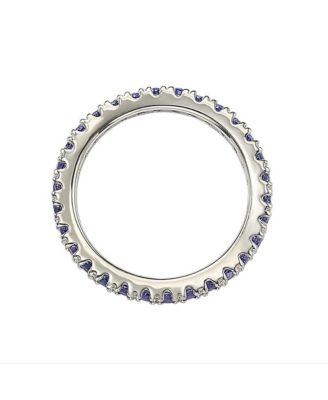 Suzy Levian Sterling Silver Thin Cubic Zirconia Eternity Band Ring