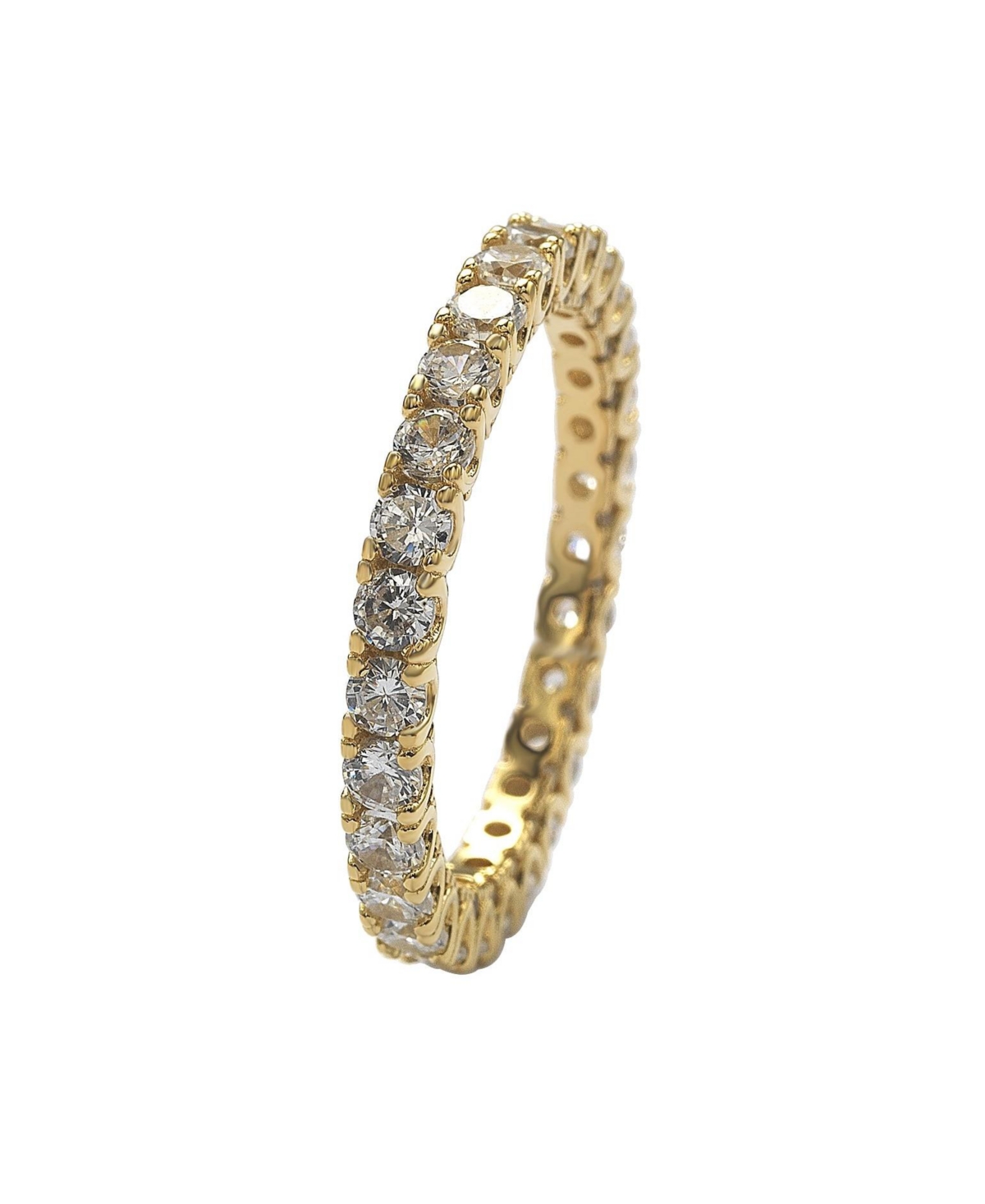 Suzy Levian New York Suzy Levian Sterling Silver Cubic Zirconia Pave U Shape Setting Eternity Band Ring