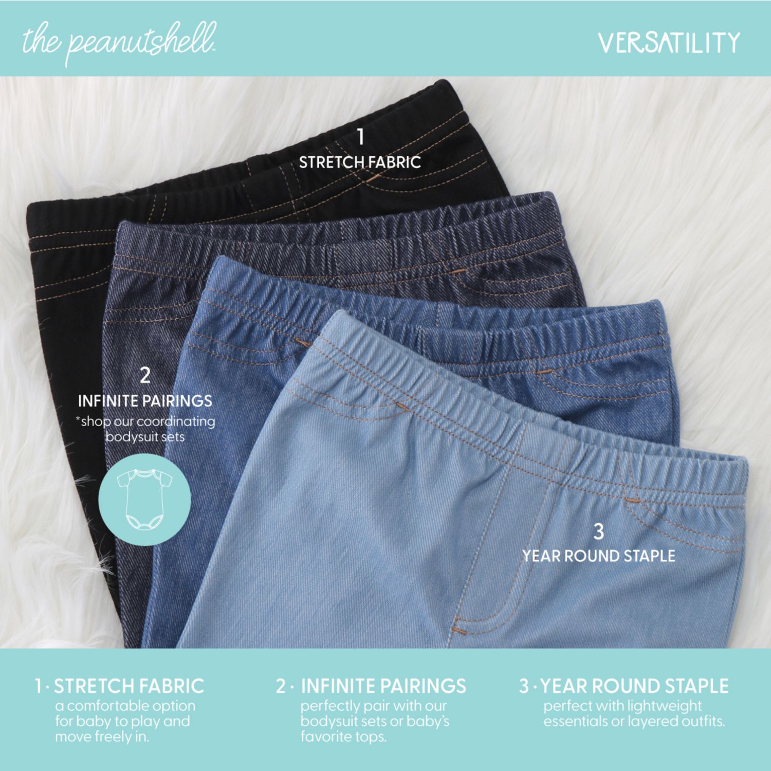 Baby Jeggings for Boys and Girls, 4-Pack