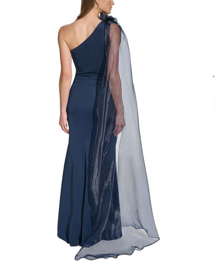 Eliza J Women's Rosette-Trim Draped One-Shoulder Gown - Macy's