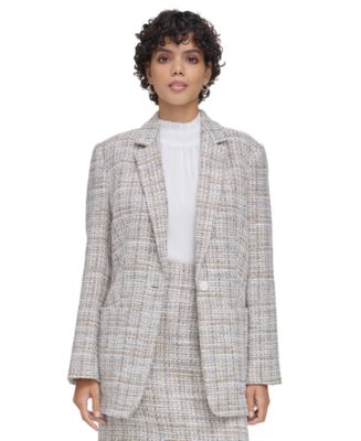 3510159 Navy Blue One-Button Long Jacket