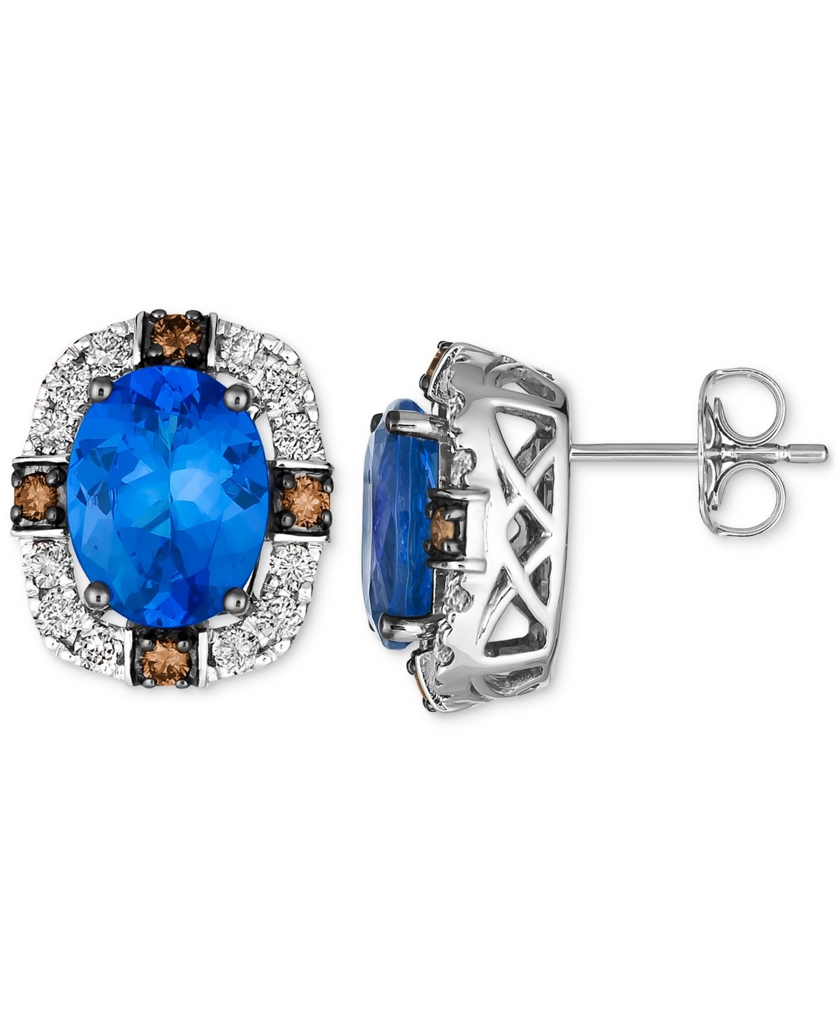 Le Vian Blueberry Tanzanite (3-3/8 Ct. T.w.) & Diamond (1/2 Ct. T.w.) Halo Stud Earrings In 14k White Gold In No Color