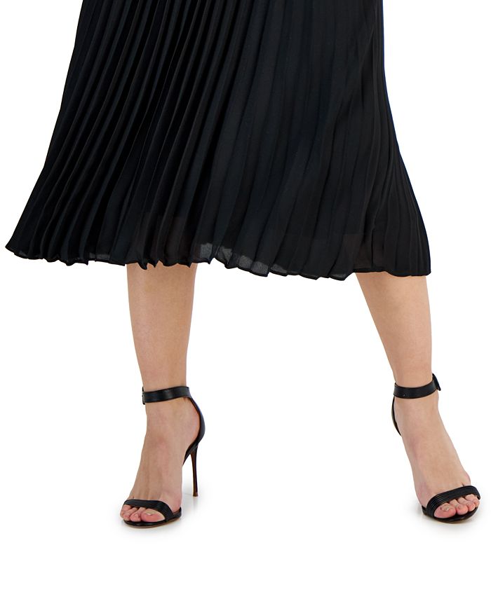 Jupe Plissée Noire Elie Tahari - Taille 2, Coton, Occasion Très Bon État, Style A-Line Élégant