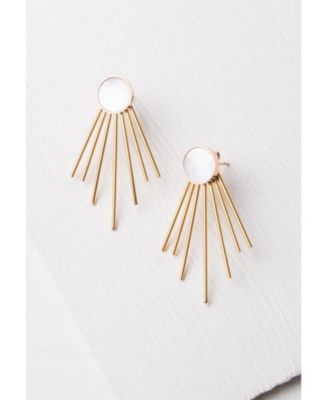 Caroline Mother of Pearl Stud & Fringe Earrings