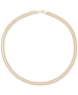 Italian Gold - Cubic Zirconia Rope Link 18" Collar Necklace in 14k Gold