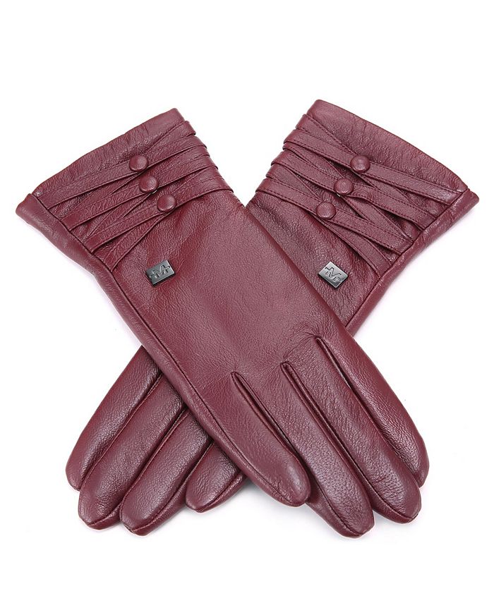Mio Marino Women's Tripled Button Waterproof Leather Gloves - Macy's