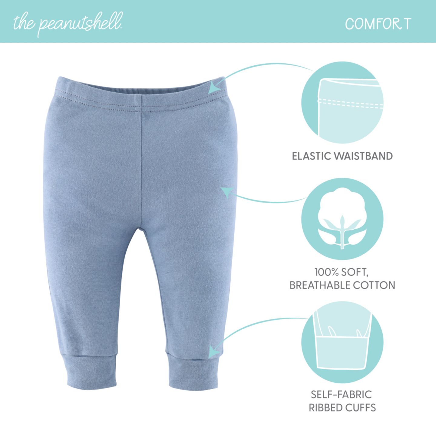 Брюки The Peanutshell Pants, 5-Pack, Blue Camo для мальчиков-малышей, цвет: Синий — фото 2