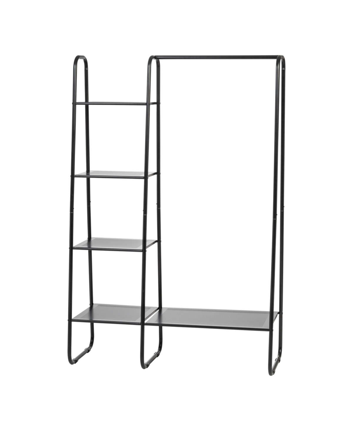 5 Shelf Garment and Accessories Rack for Hanging and Displaying Clothes, Black - Black