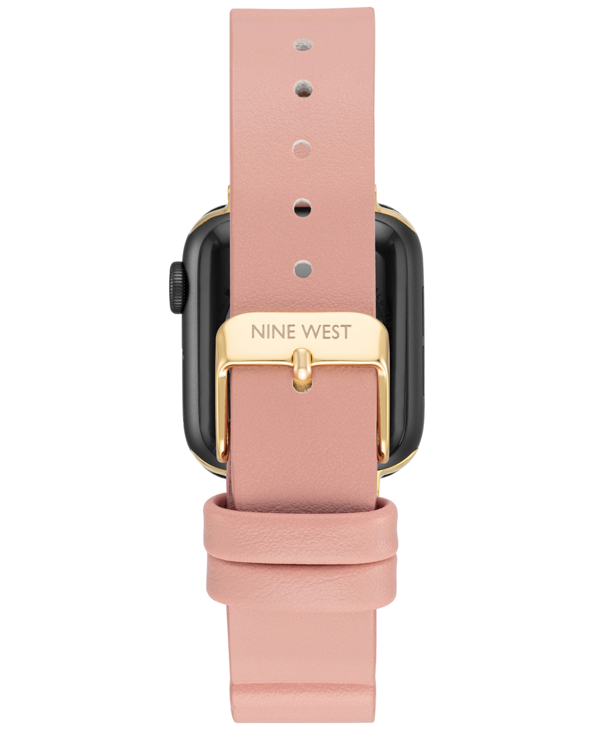 Shop Nine West Women's Pink Polyurethane Leather Band Compatible With 38mm, 40mm And 41mm Apple Watch In Pink,rose Gold-tone