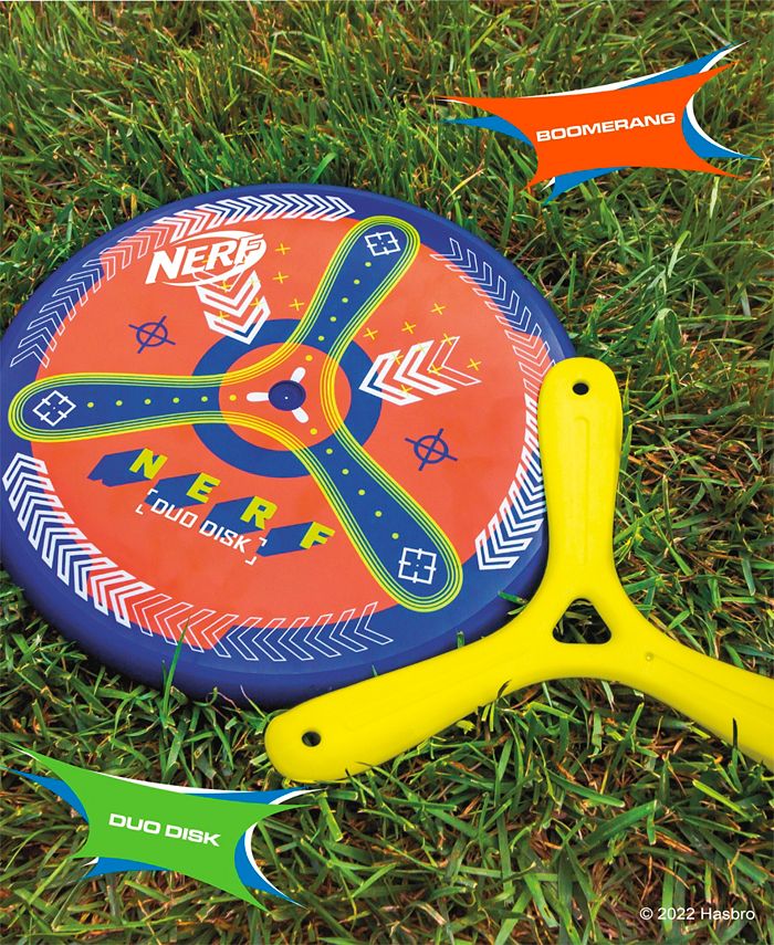 Nerf Boomdisk Two in One Boomerang Frisbee Combo Long Distance Thrower