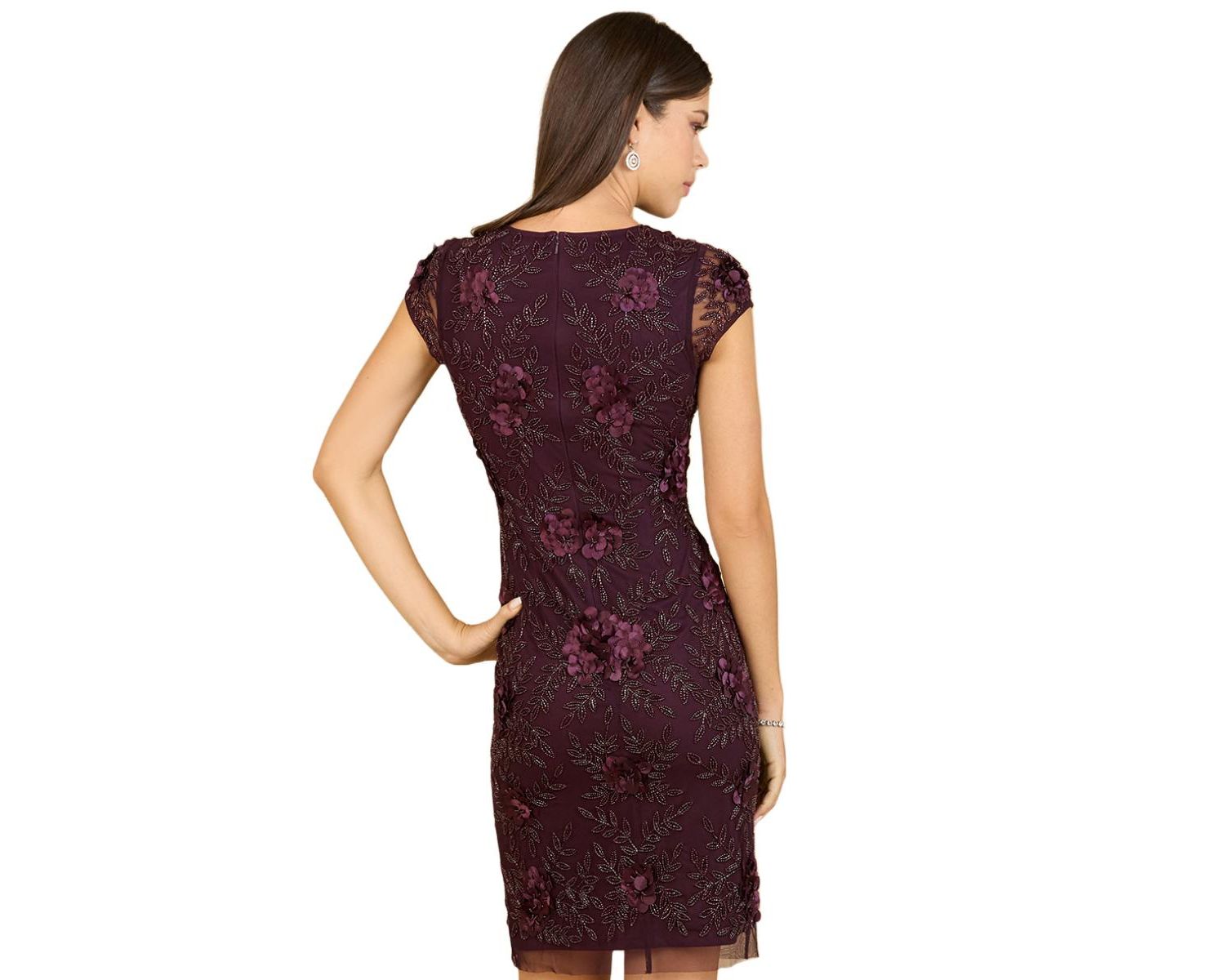 Women's - Cap Sleeve Embellished Dress