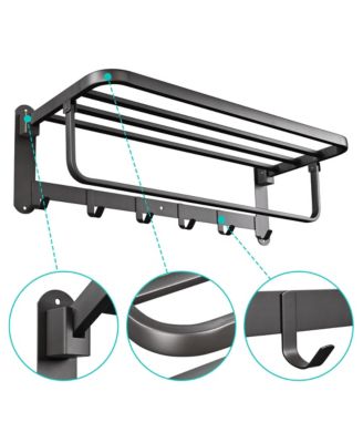 23" Wall Mounted Towel Rack 2 Tier Rail Holder Storage Shelf Hook Bathroom Hotel