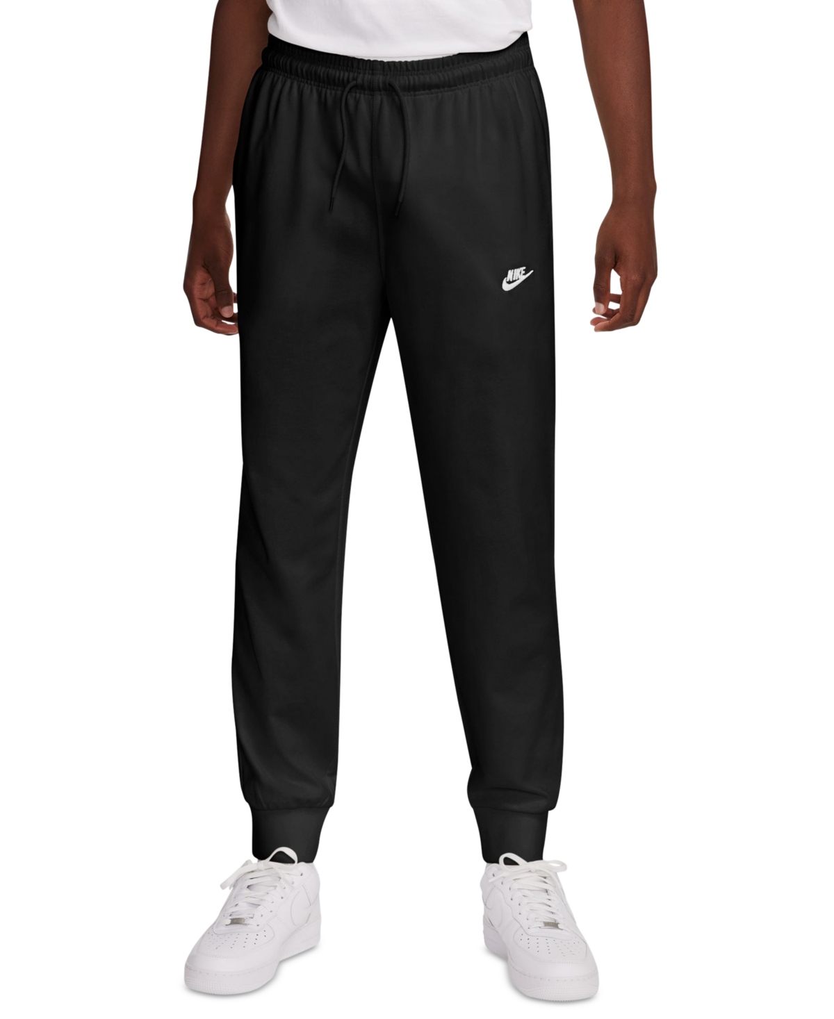 Shop Nike Men's Club Fleece Knit Joggers In Black,white