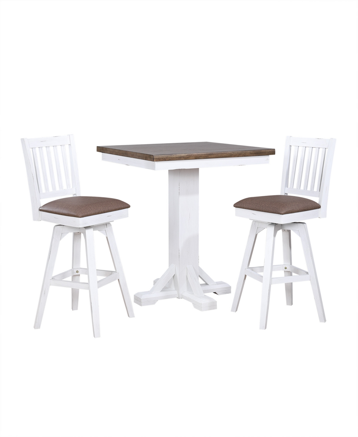 Macy's Peighton 3 Piece Pub Table Set (table And 2 Stools) In White Washed Brown
