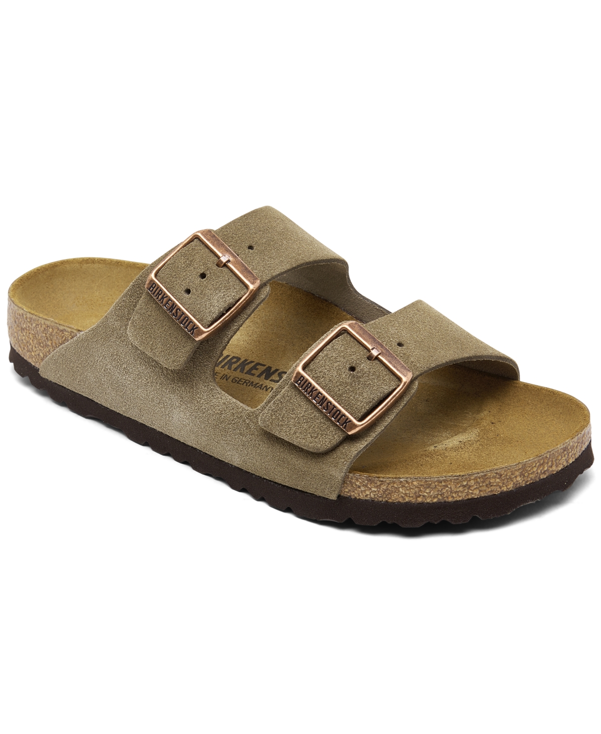 Shop Birkenstock Women's Arizona Suede Leather Sandals From Finish Line In Taupe