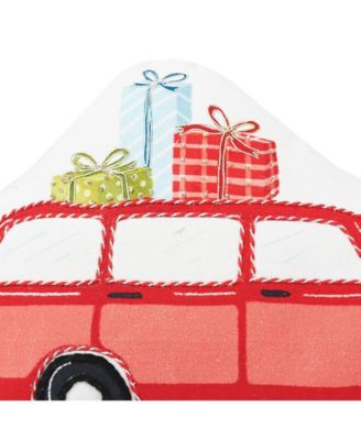 Christmas Station Wagon Car Cotton Blend Mini Accent Pillow 9.5" x 16"