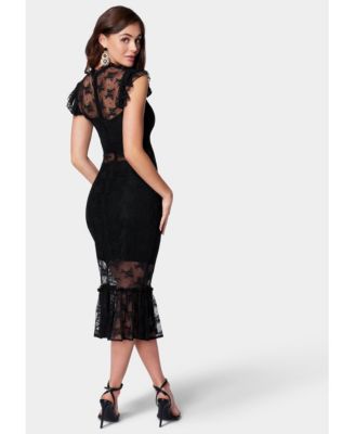 Women's Illusion Lace Midi Dress
