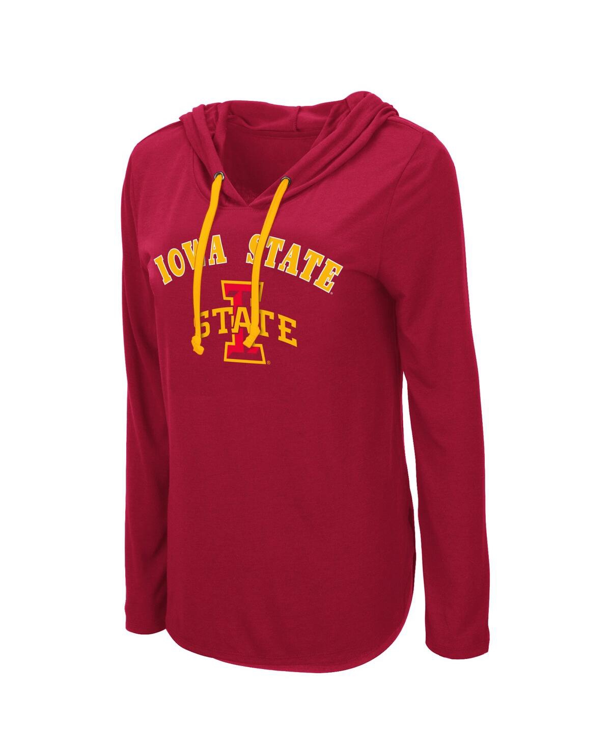 Shop Colosseum Women's  Cardinal Iowa State Cyclones My Lover Lightweight Hooded Long Sleeve T-shirt