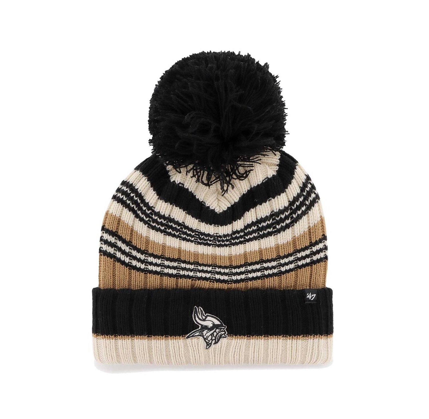 Women's Natural Minnesota Vikings Barista Cuffed Knit Hat with Pom