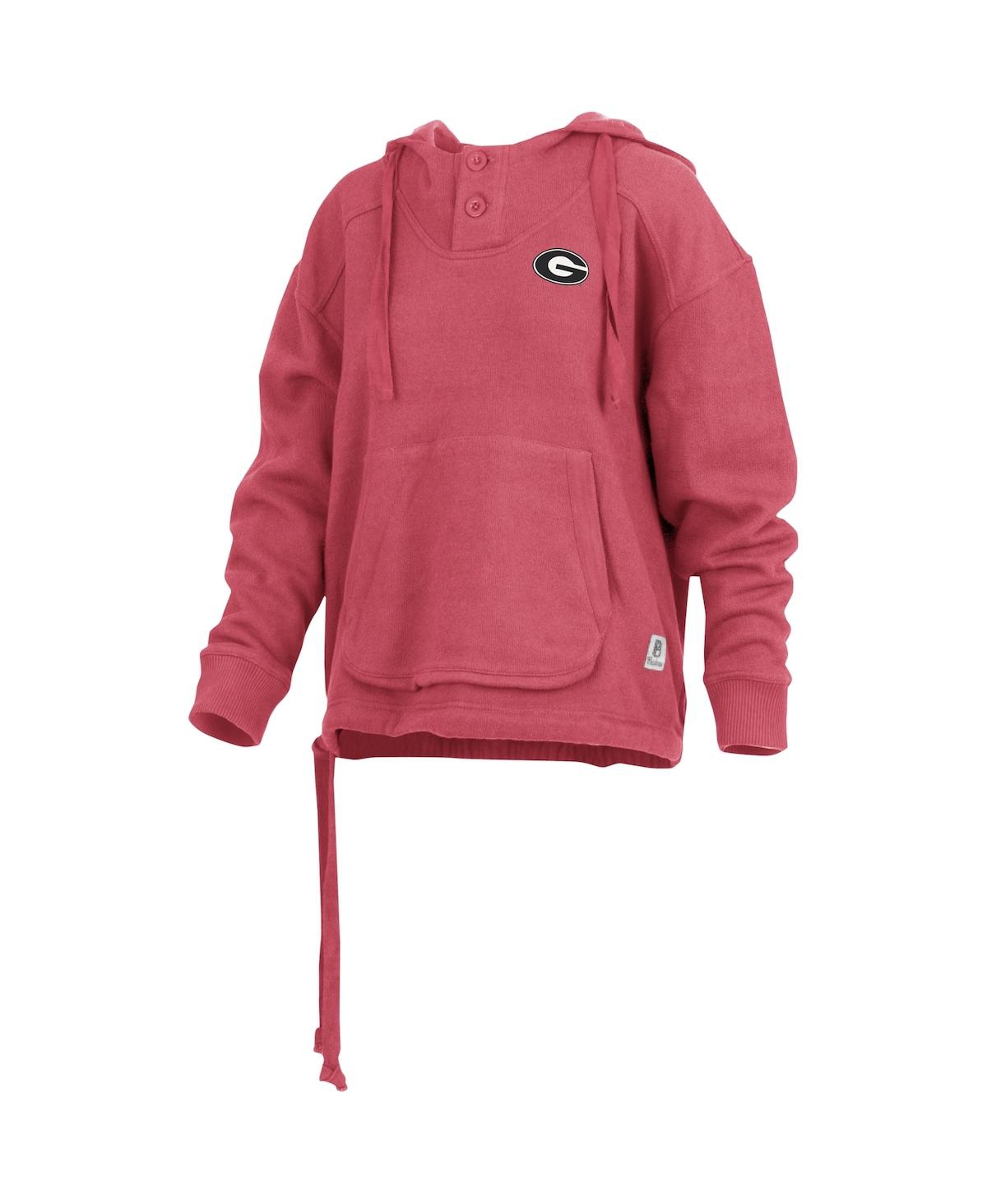 PRESSBOX WOMEN'S PRESSBOX RED GEORGIA BULLDOGS AMORE KEISHA BUTTON PULLOVER HOODIE 