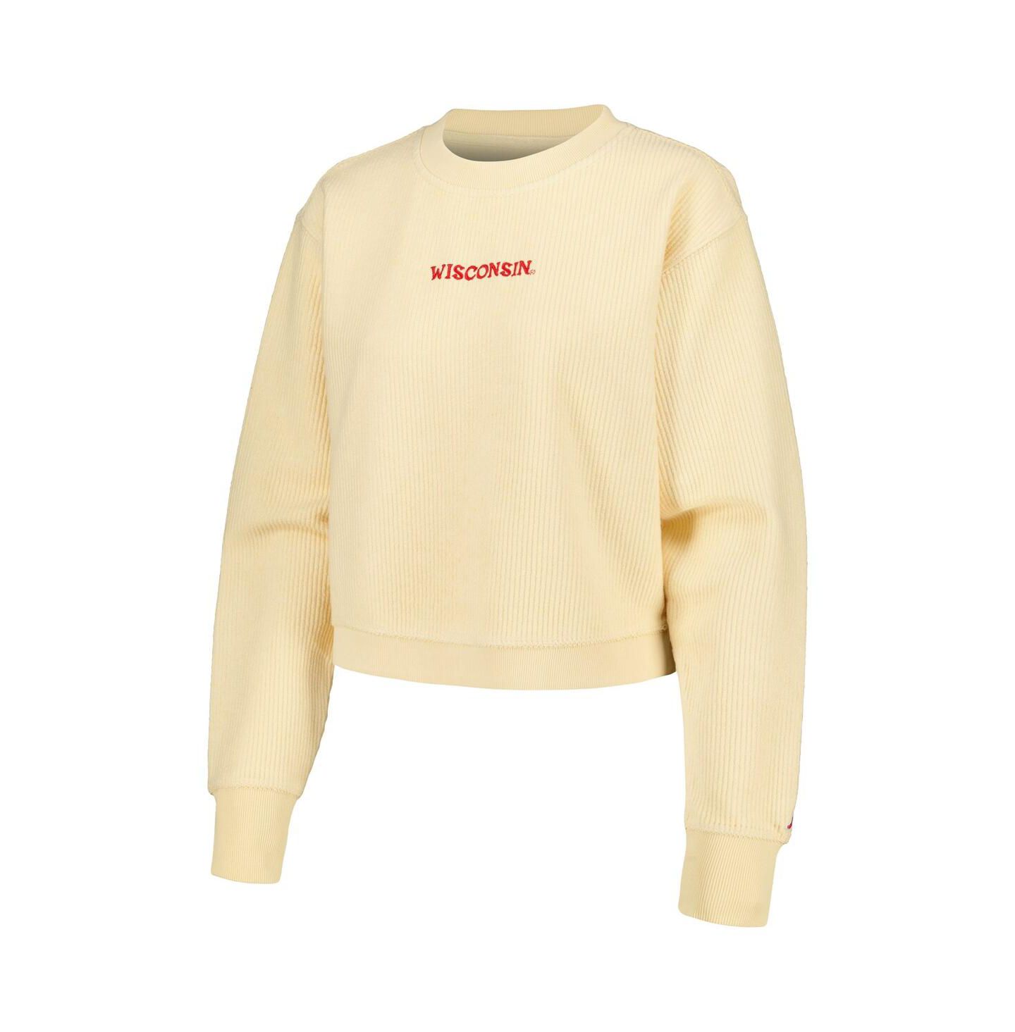 Женская толстовка League Collegiate Wear Cream Wisconsin Badgers Timber Cropped Pullover — фото 3