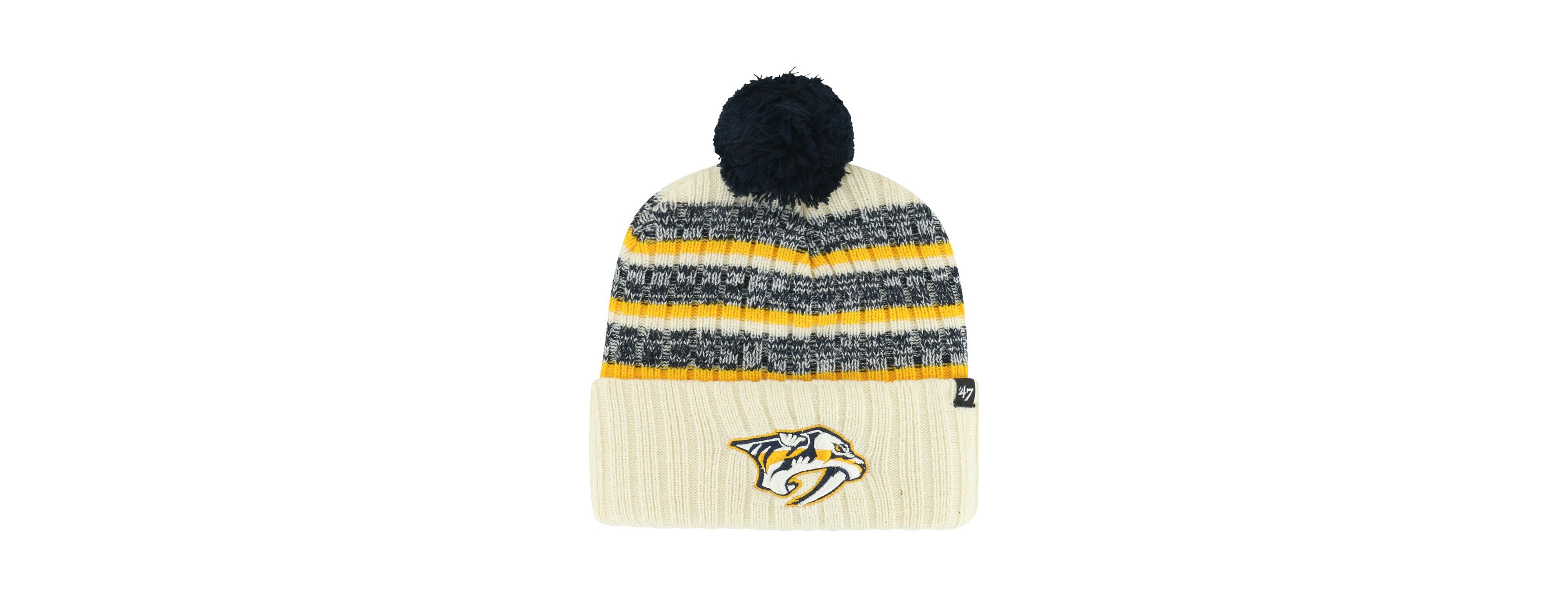 Men's '47 Brand Cream Nashville Predators Tavern Cuffed Knit Hat with Pom