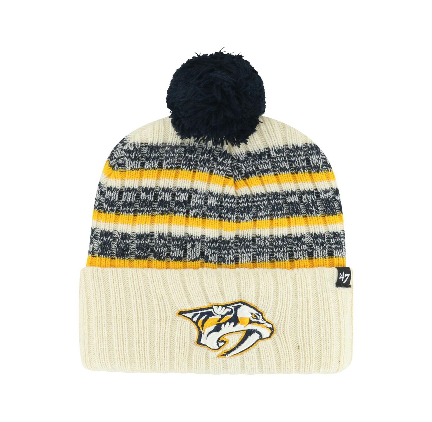Men's Cream Nashville Predators Tavern Cuffed Knit Hat with Pom
