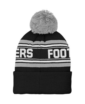 Youth Boys and Girls Black Las Vegas Raiders Jacquard Cuffed Knit Hat with Pom