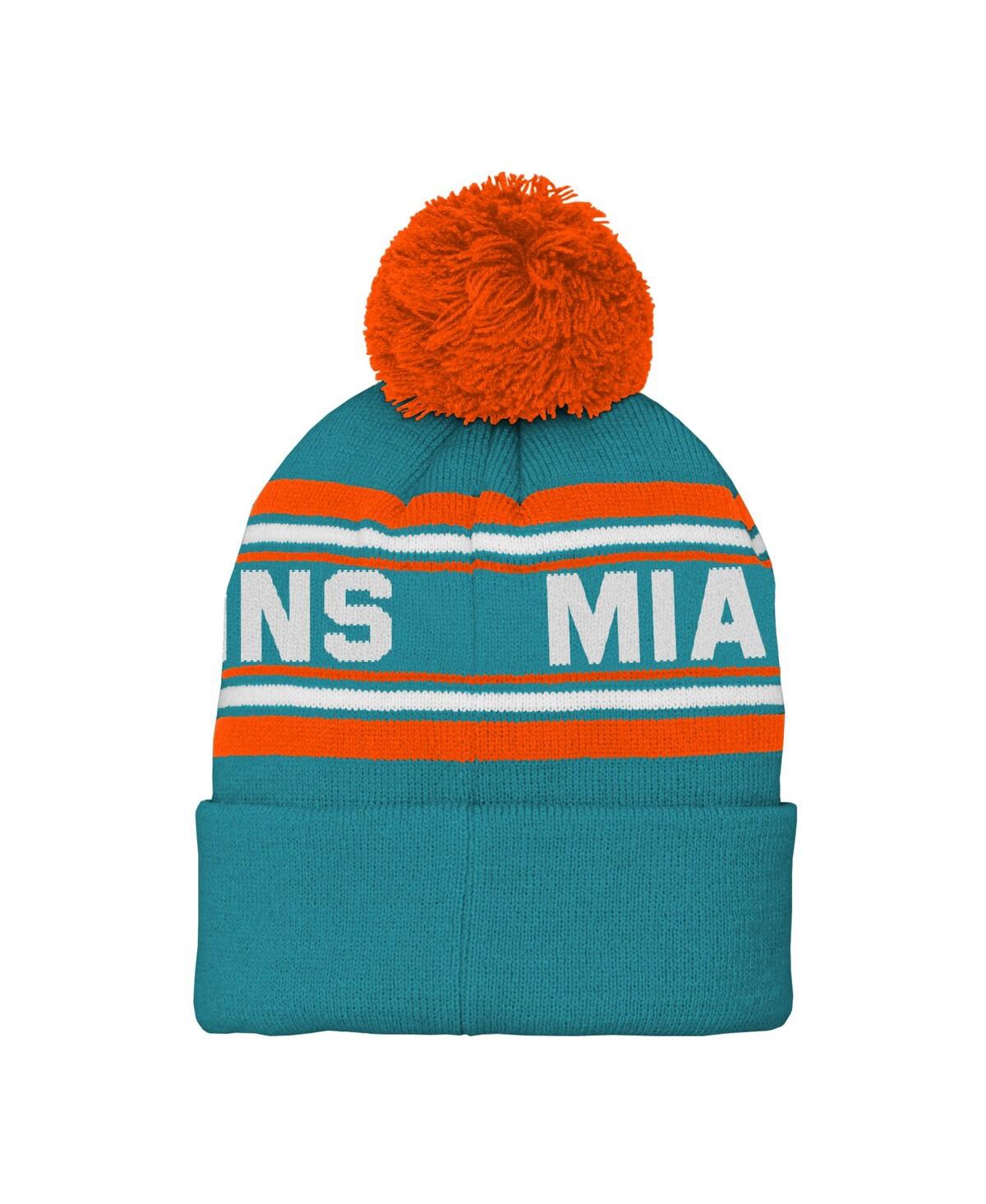 Preschool Boys and GirlsMiami Dolphins Jacquard Cuffed Knit Hat with Pom - Aqua