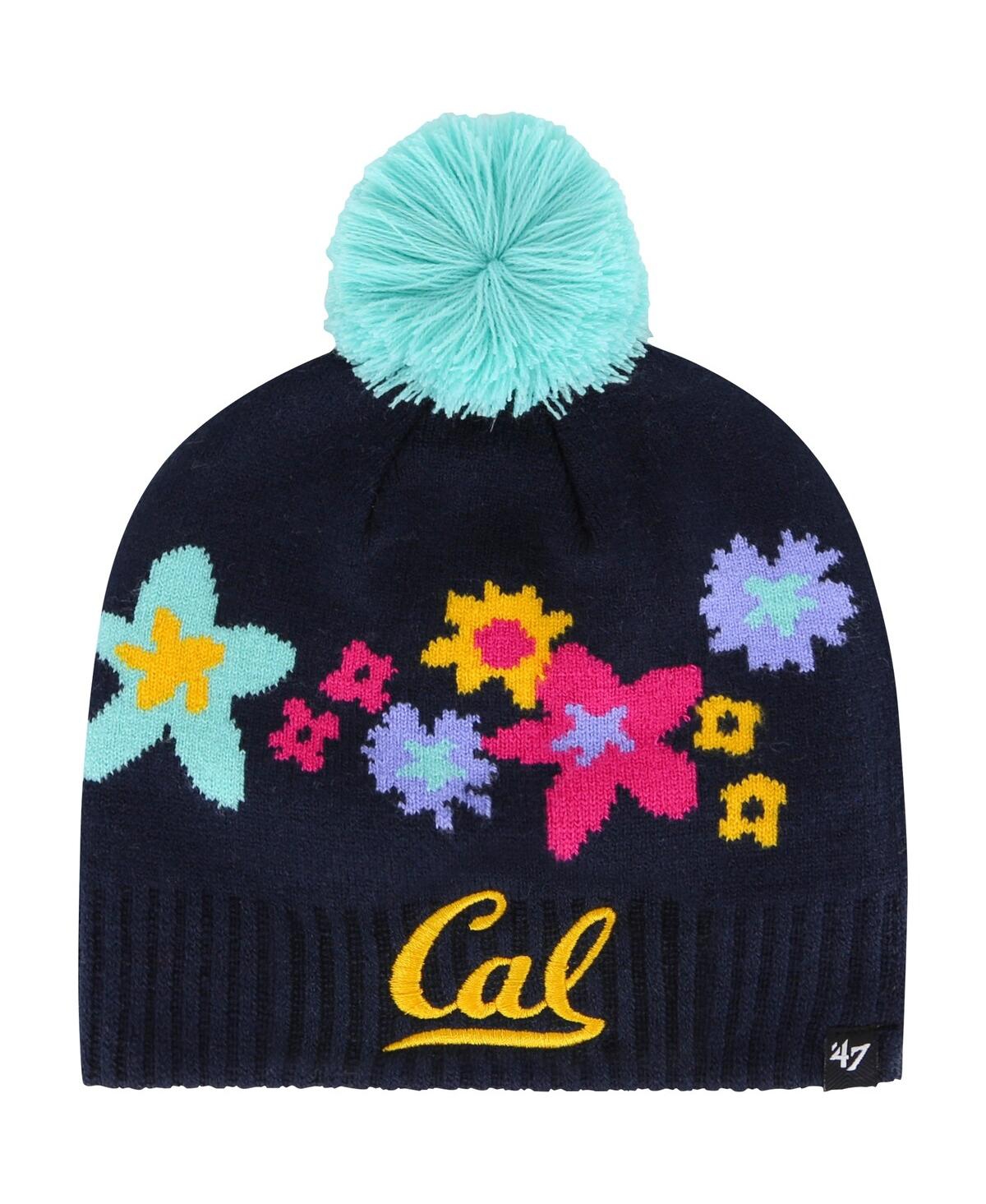 47 Brand Kids' Girls Youth ' Navy Cal Bears Buttercup Knit Beanie With Pom In Blue