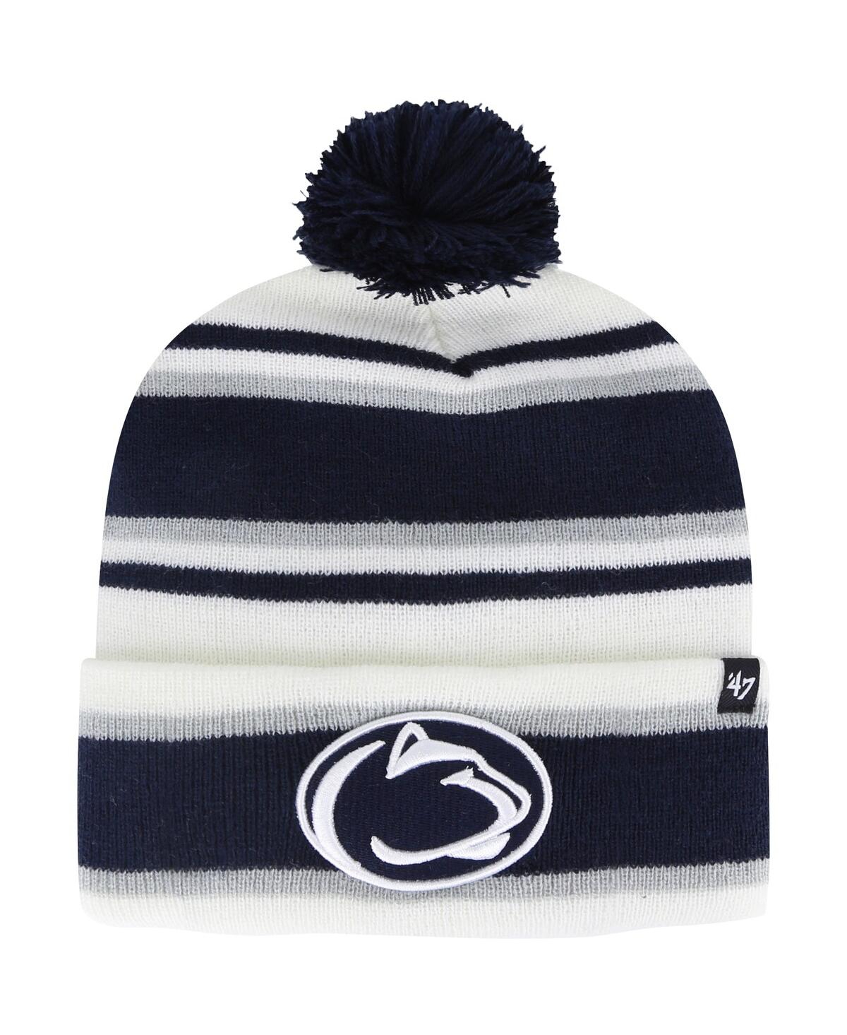 47 Brand Kids' Youth Boys And Girls ' White Penn State Nittany Lions Stripling Cuffed Knit Hat With Pom