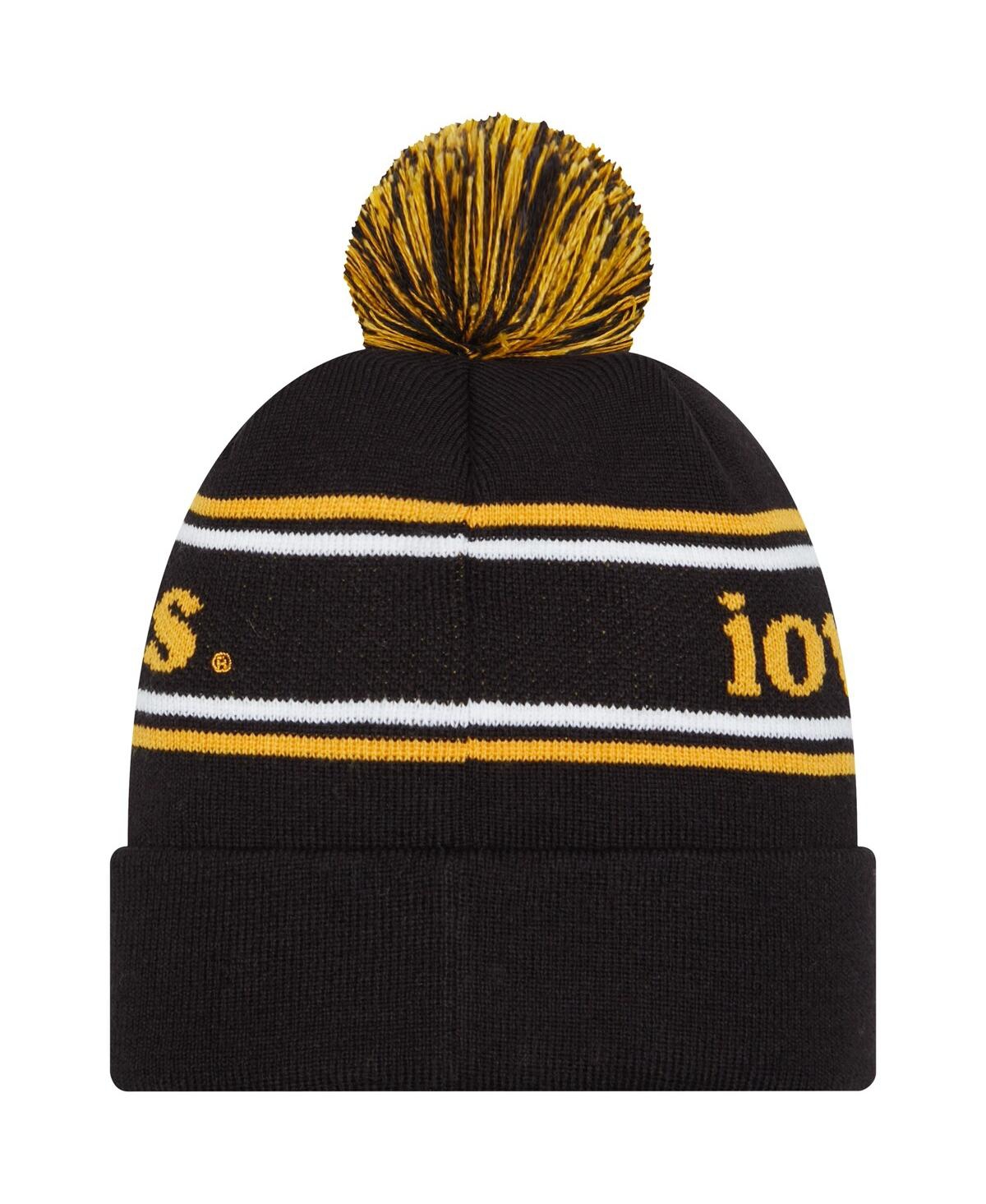 Men's New EraIowa Hawkeyes MarqueeCuffed Knit Hat with Pom - Black