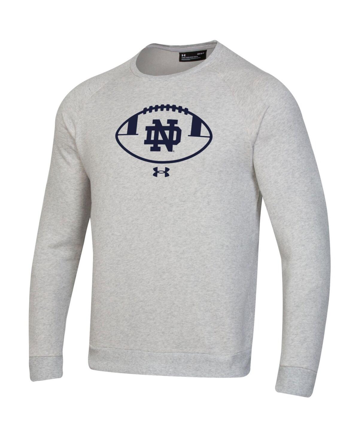 Shop Under Armour Men's  Ash Notre Dame Fighting Irish Football Coaches Rival Raglan Pullover Sweatshirt