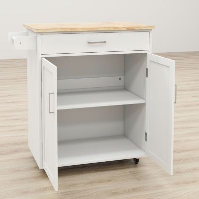 Streamdale Rolling Kitchen Cart with Towel Rack and Wood Top