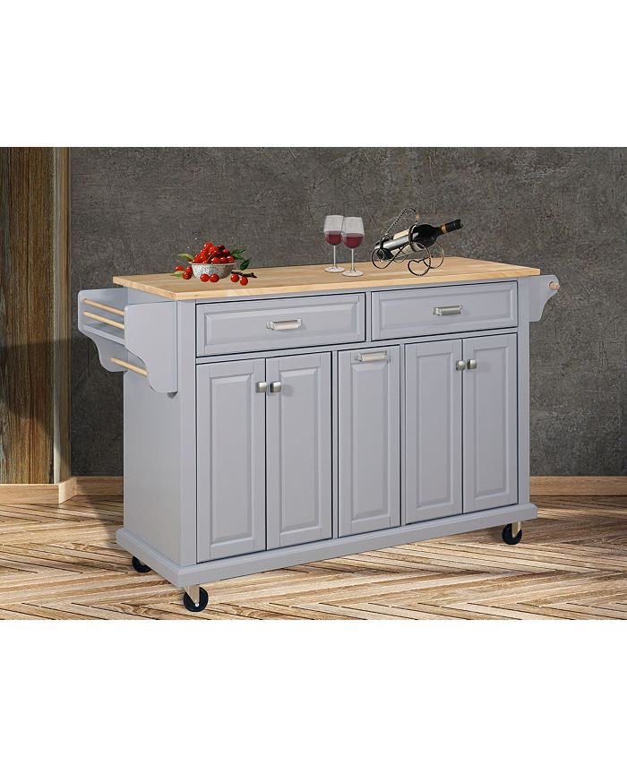 Simplie Fun Cambridge Natural Wood Top Kitchen Island with Storage Macy's