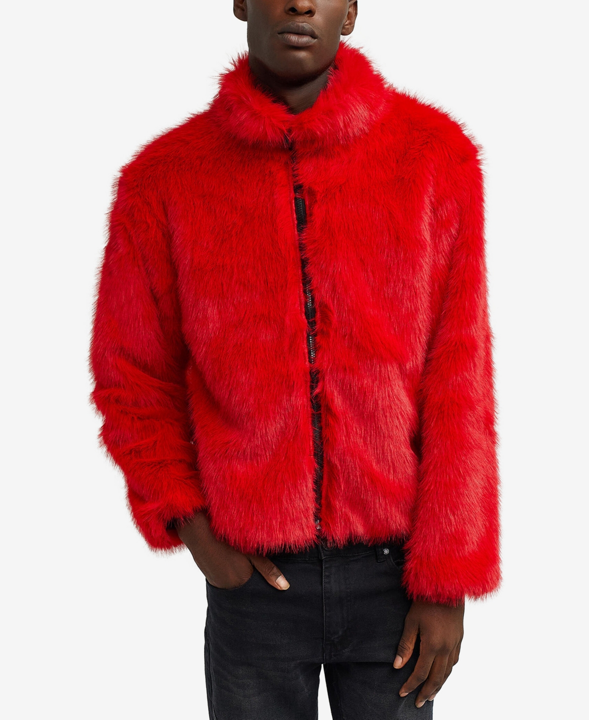 Reason Men's Faux Fur Full Zip Jacket