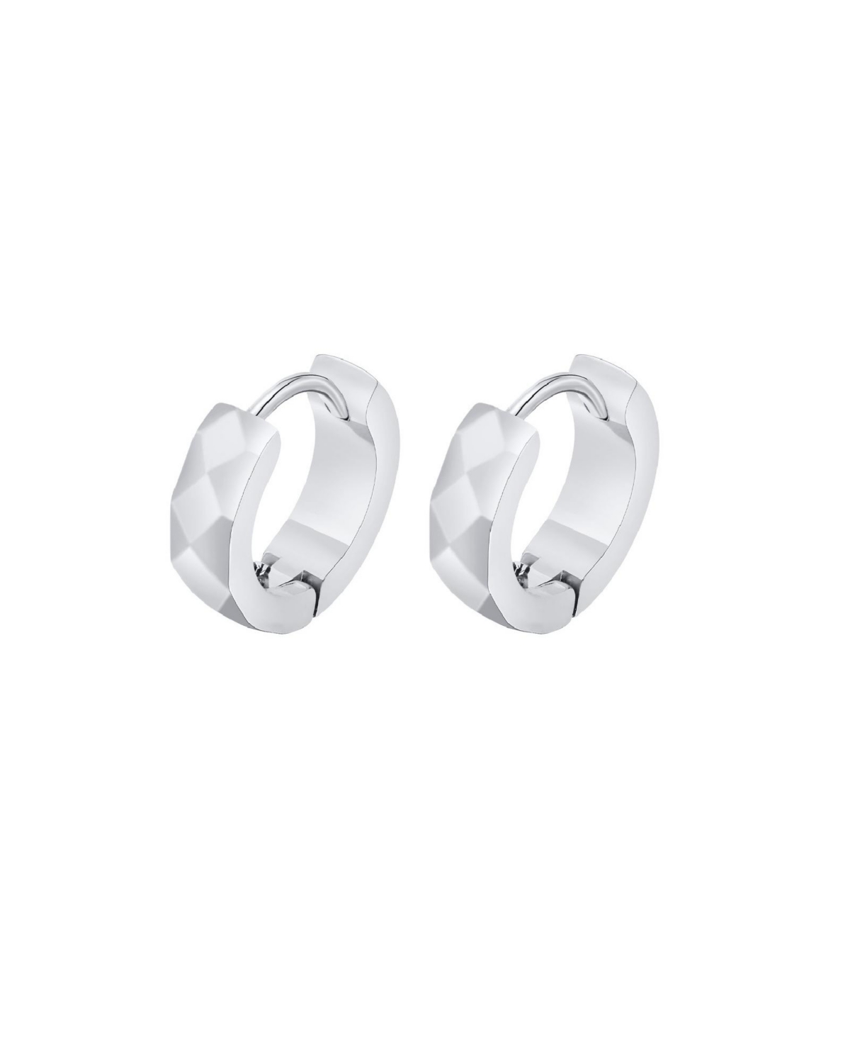Stainless Steel Diamond Design Huggie Hoop Earrings - Black