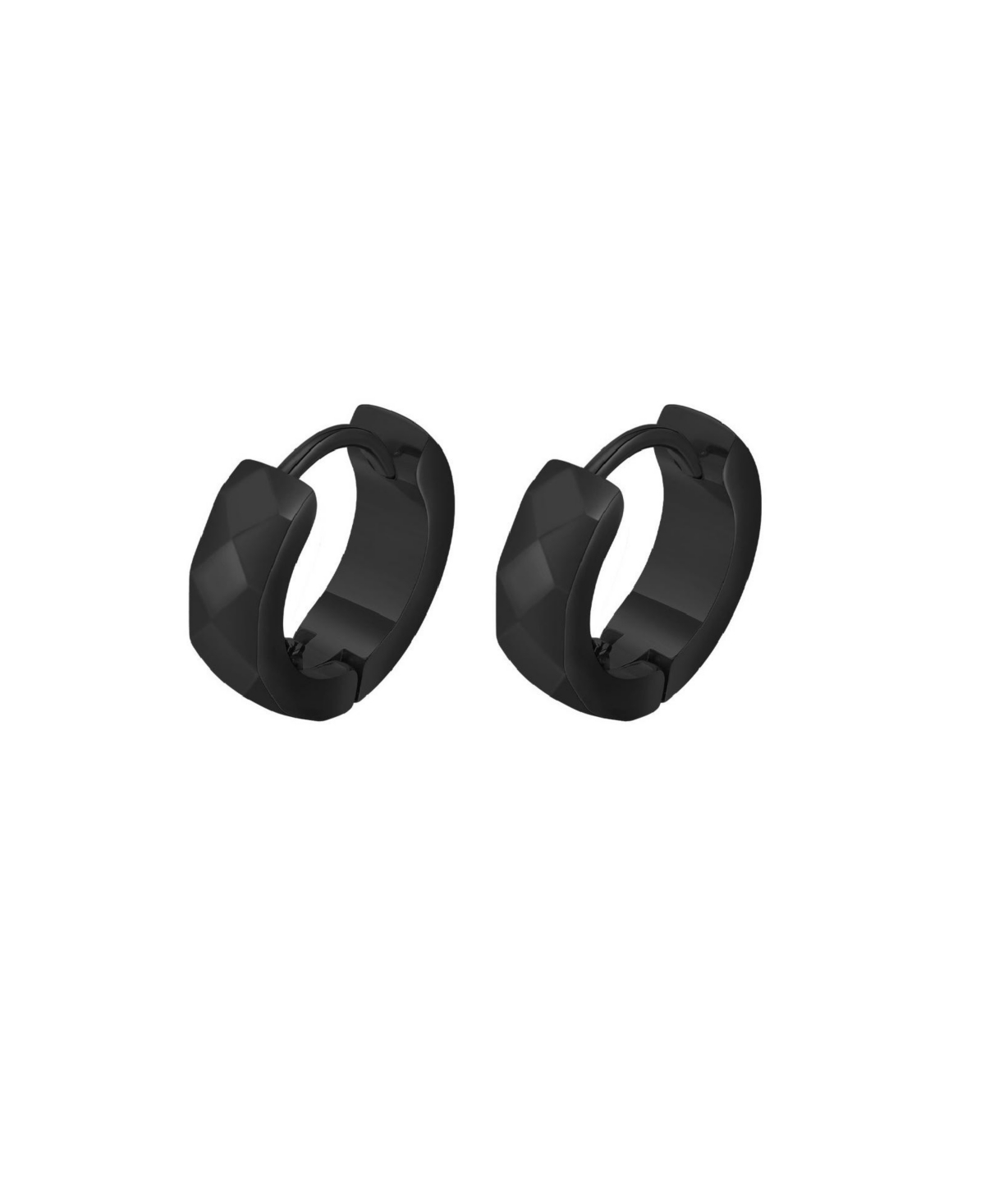 Stainless Steel Diamond Design Huggie Hoop Earrings - Black