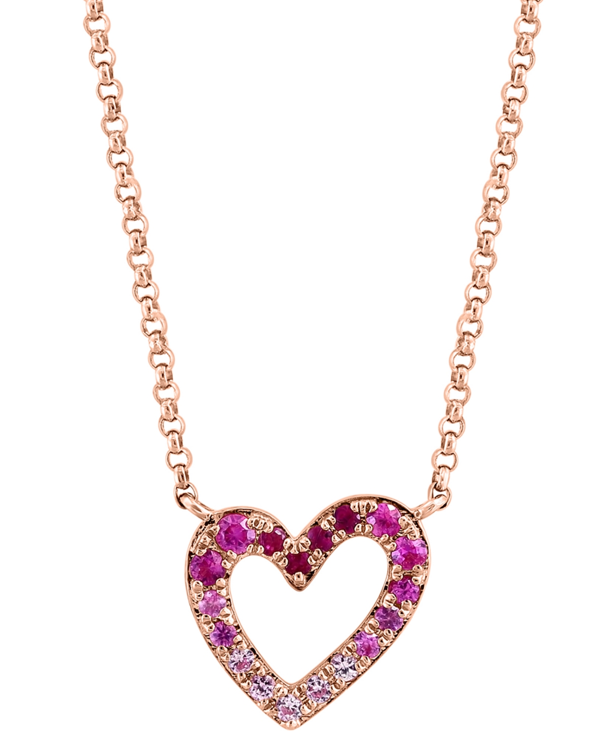 Effy Pink Sapphire (1/6 ct. t.w) & Ruby (1/20 ct. t.w.) Ombre Heart 17-3/4