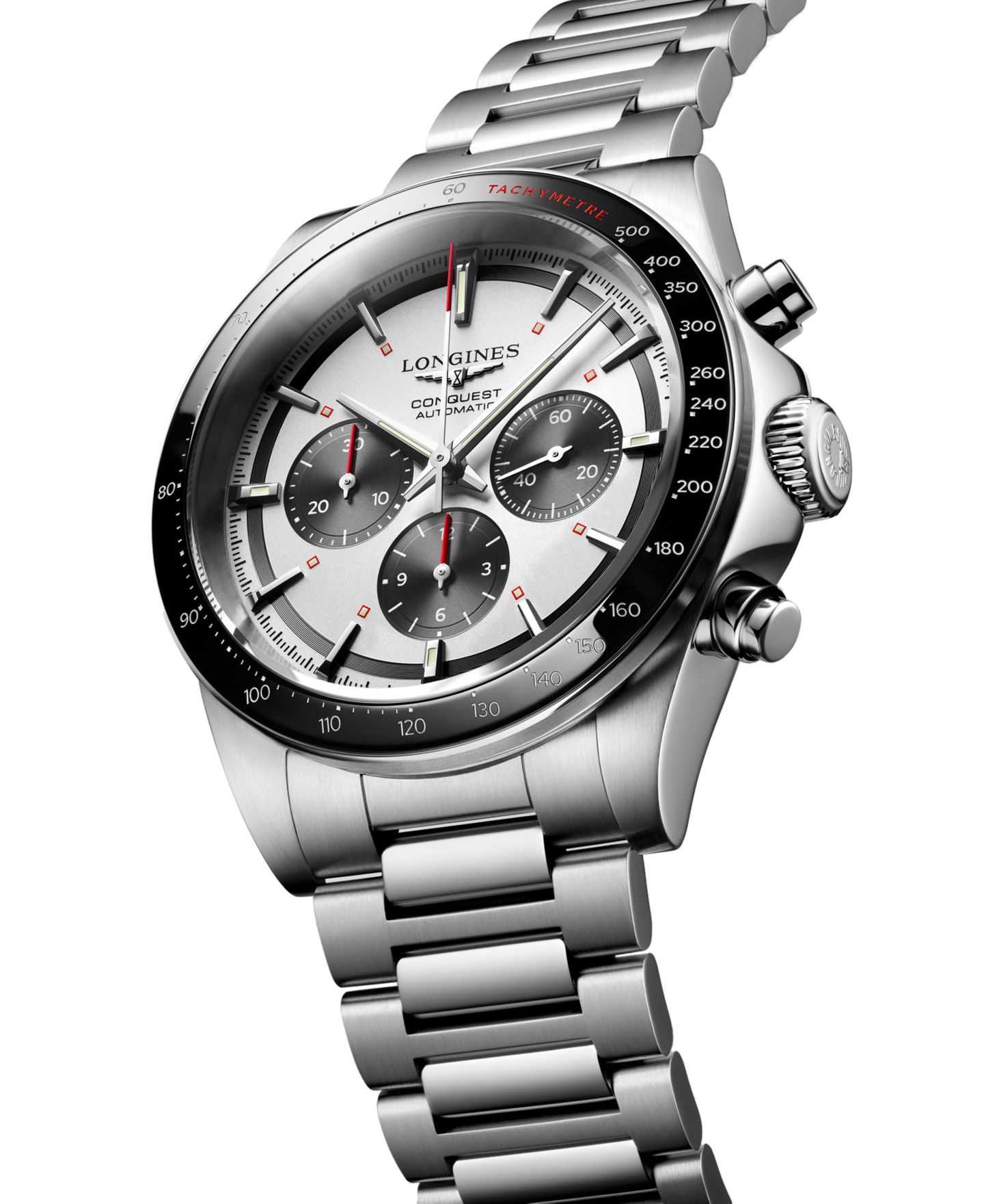 Мужские часы Longines Swiss Automatic Chronograph Conquest Stainless Steel Bracelet Watch 42mm — фото 2