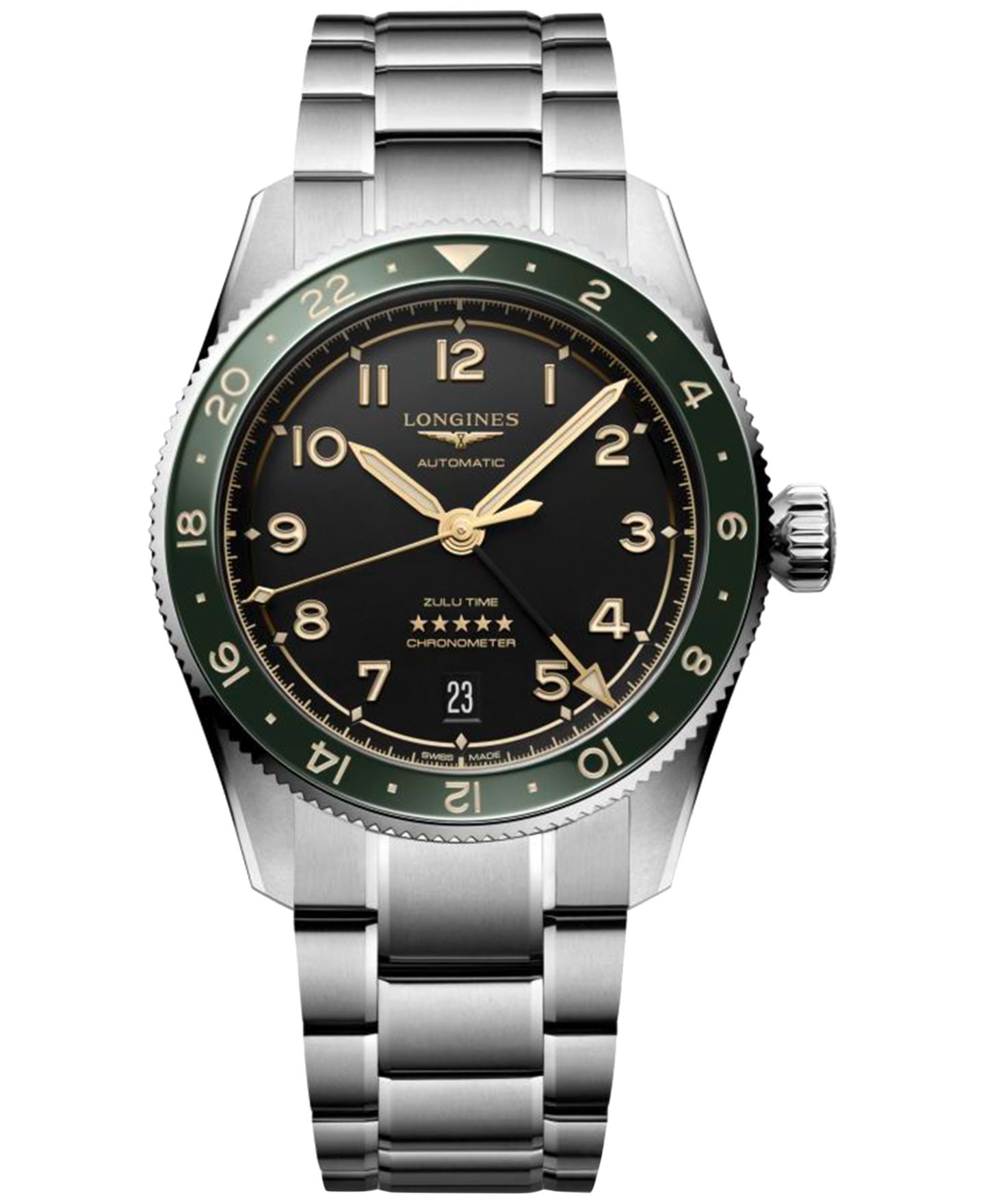 Мужские часы Longines Swiss Automatic Spirit Zulu Time Stainless Steel Bracelet Watch 39mm — фото 1