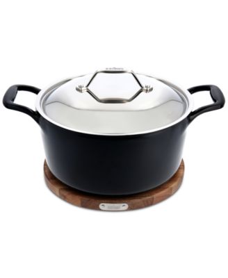 All-Clad - Enameled Cast Iron 6-Qt. Dutch Oven with Lid and Acacia Wood Trivet