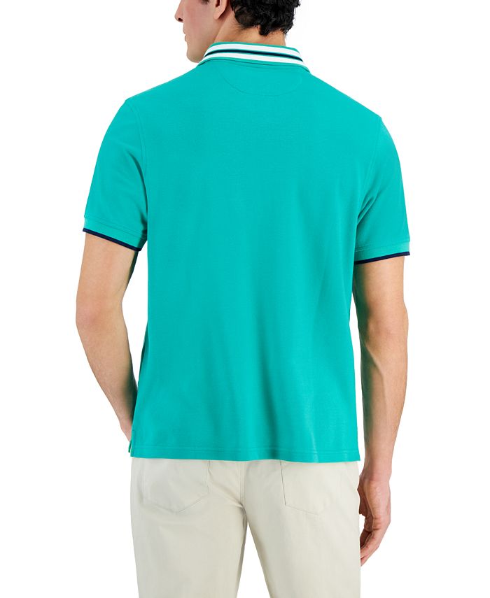Club Room Men's Short Sleeve Striped-Collar Pique Polo Shirt, Created ...