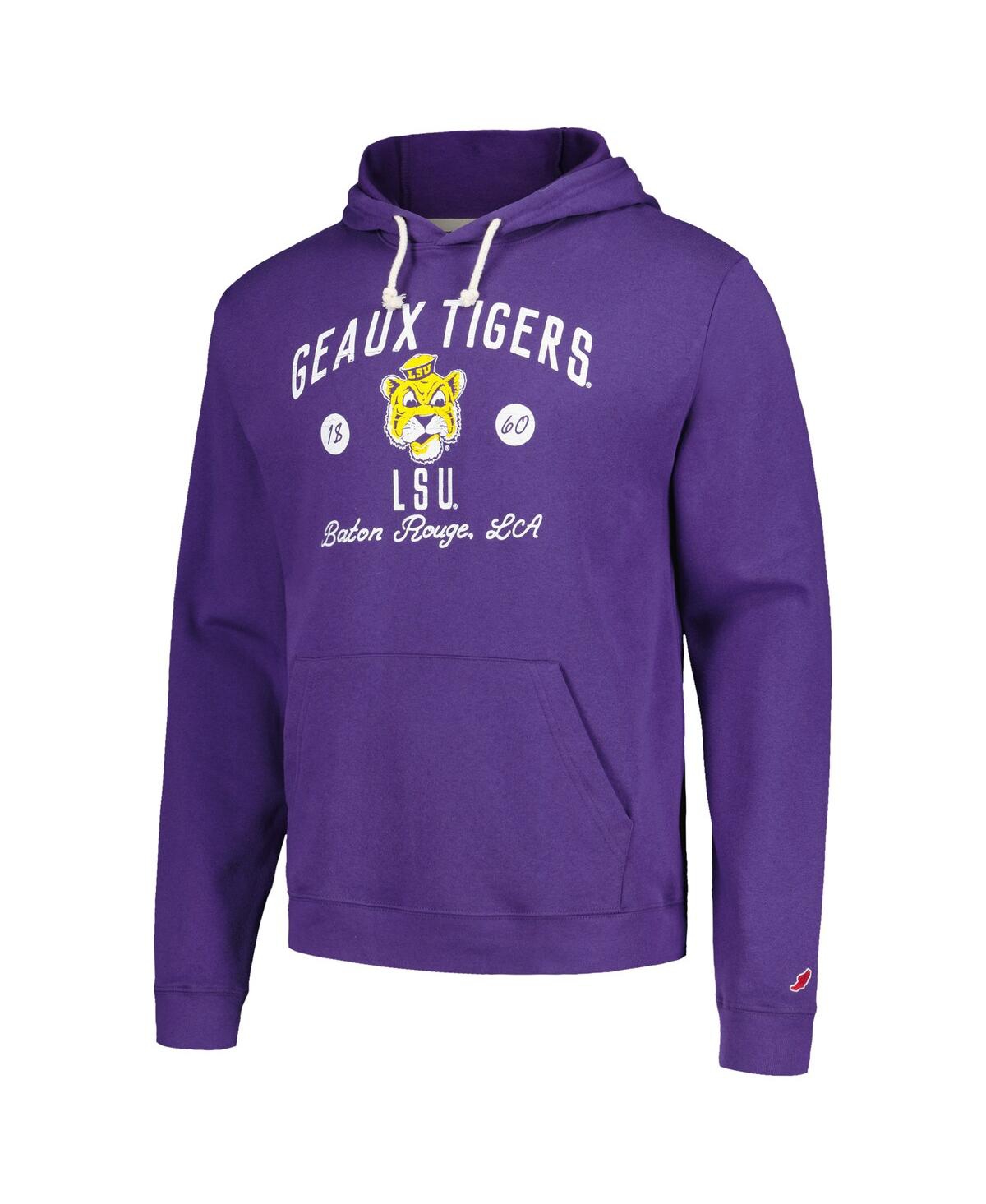 Shop League Collegiate Wear Men's  Purple Distressed Lsu Tigers Bendy Arch Essential Pullover Hoodie