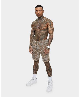 Men's Paisley Skulls Denim Shorts