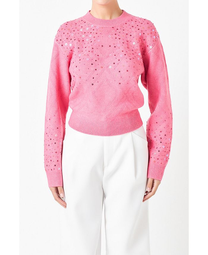 endless rose Women's Sequins Knit Sweater - Macy's