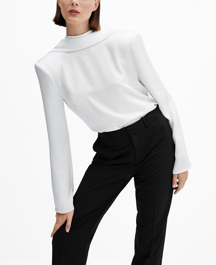 MANGO Women's Open Back Shoulder Pads Blouse Macy's