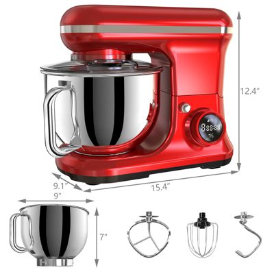 5.3 Qt Digital Display Stand Mixer 8 Speed with Egg Whisk, Dough Hook & Flat Beater